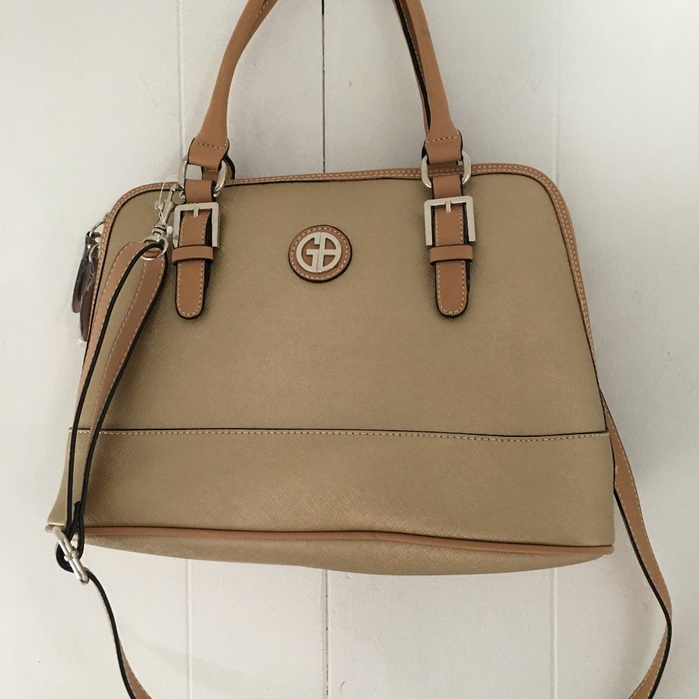 Giani Bernini Saffiano Dome Satchel - Champagne/Silver